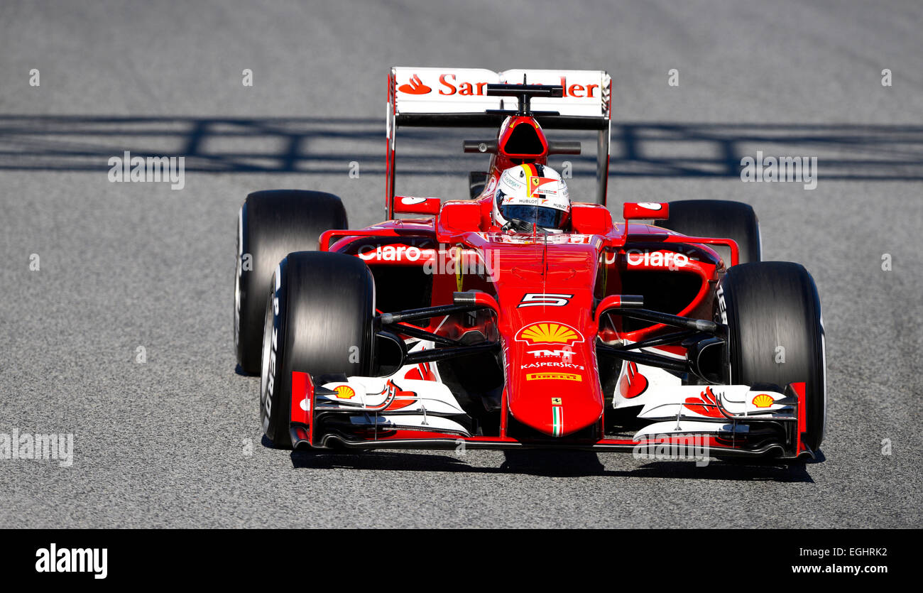 Circuito de Catalunya Montmelo vicino a Barcelona, Spagna 19.-22.2.15, Formula One prove -- Sebastian Vettel (GER), Ferrari SF15-T Foto Stock