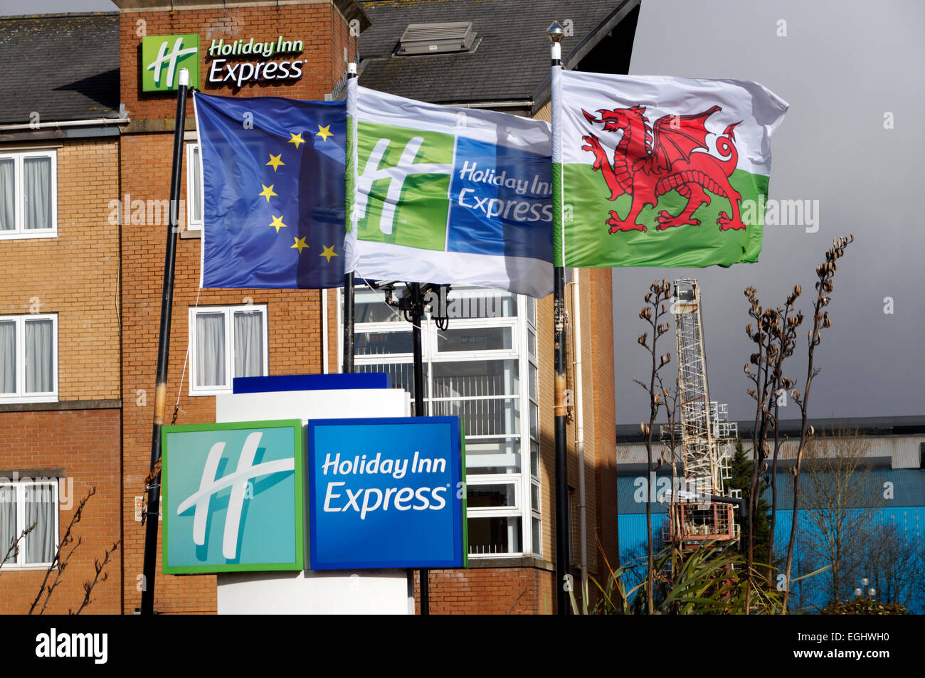 Holiday Inn Express, Atalntic Wharf, la Baia di Cardiff, Cardiff, Galles del Sud, Regno Unito. Foto Stock