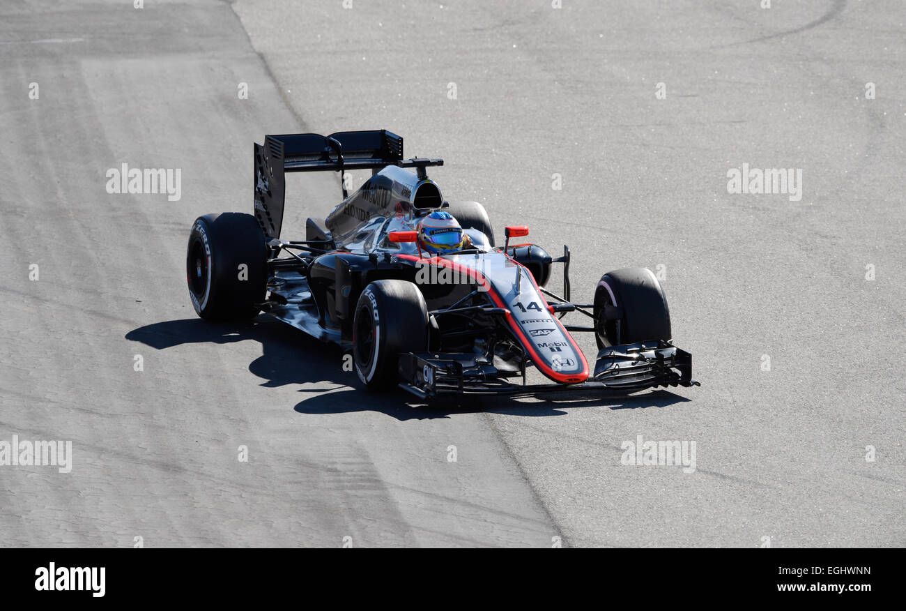 Circuito de Catalunya Montmelo vicino a Barcelona, Spagna 19.-22.2.15, Formula One prove -- Circuito de Catalunya, Montmelo bei Barcellona, 19.-22.2.2015, Formel 1 test invernali -- Fernando Alonso (ESP) , la McLaren MP4-30 Foto Stock