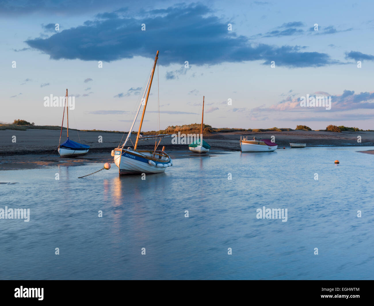 Una veduta del porto a Burnham Overy Staithe in North Norfolk Foto Stock