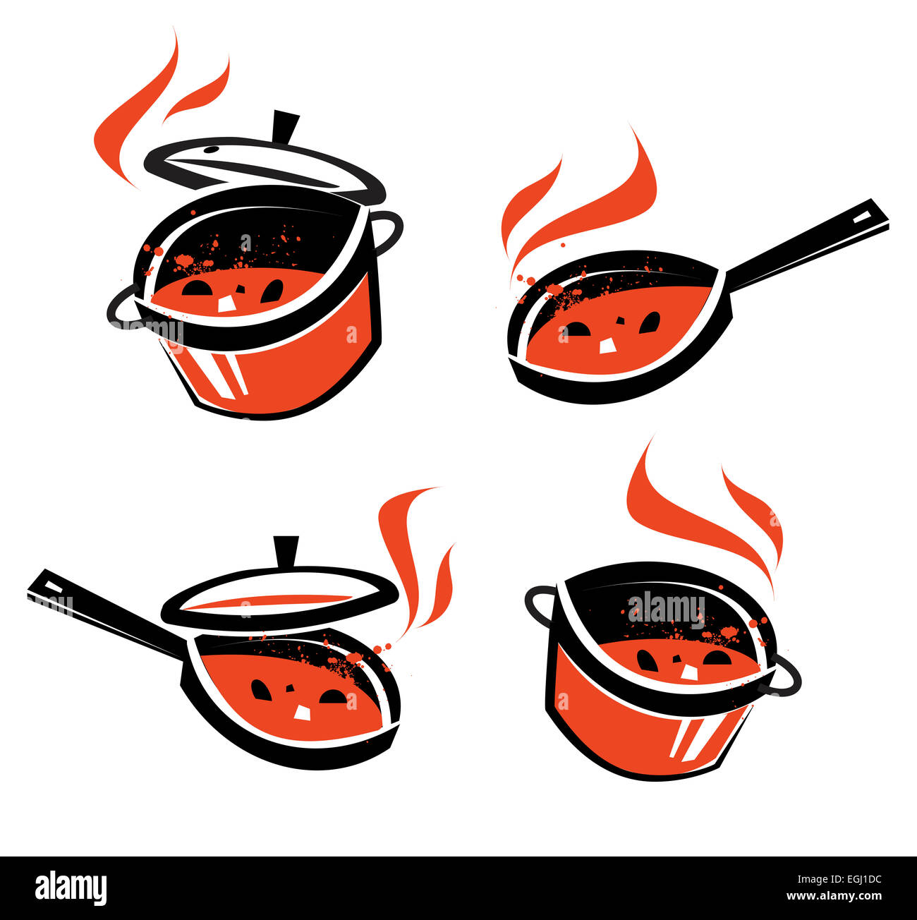 Cibo, cucina. Gli utensili da cucina su sfondo bianco Foto Stock