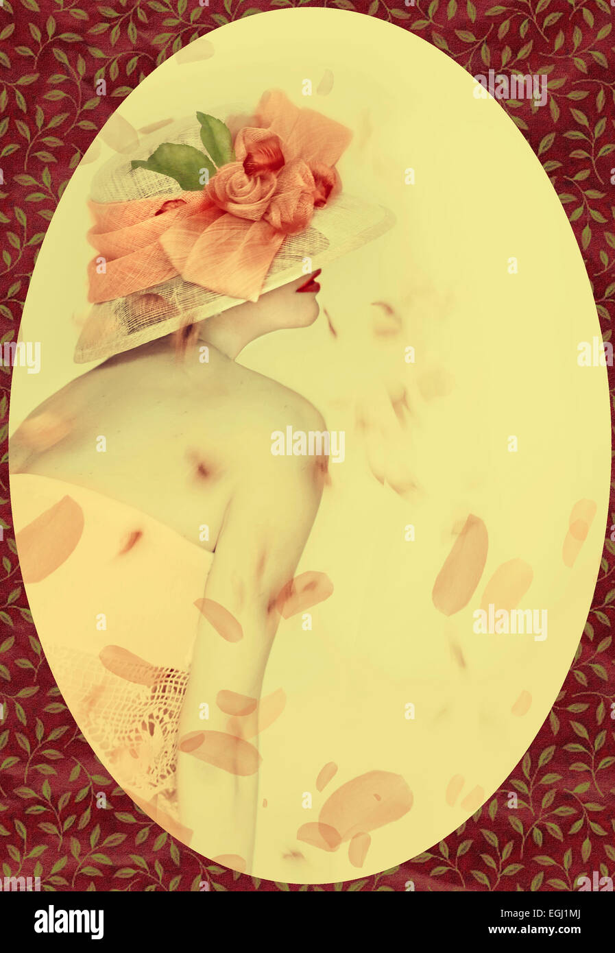 Bellissima ed elegante donna in hat Foto Stock