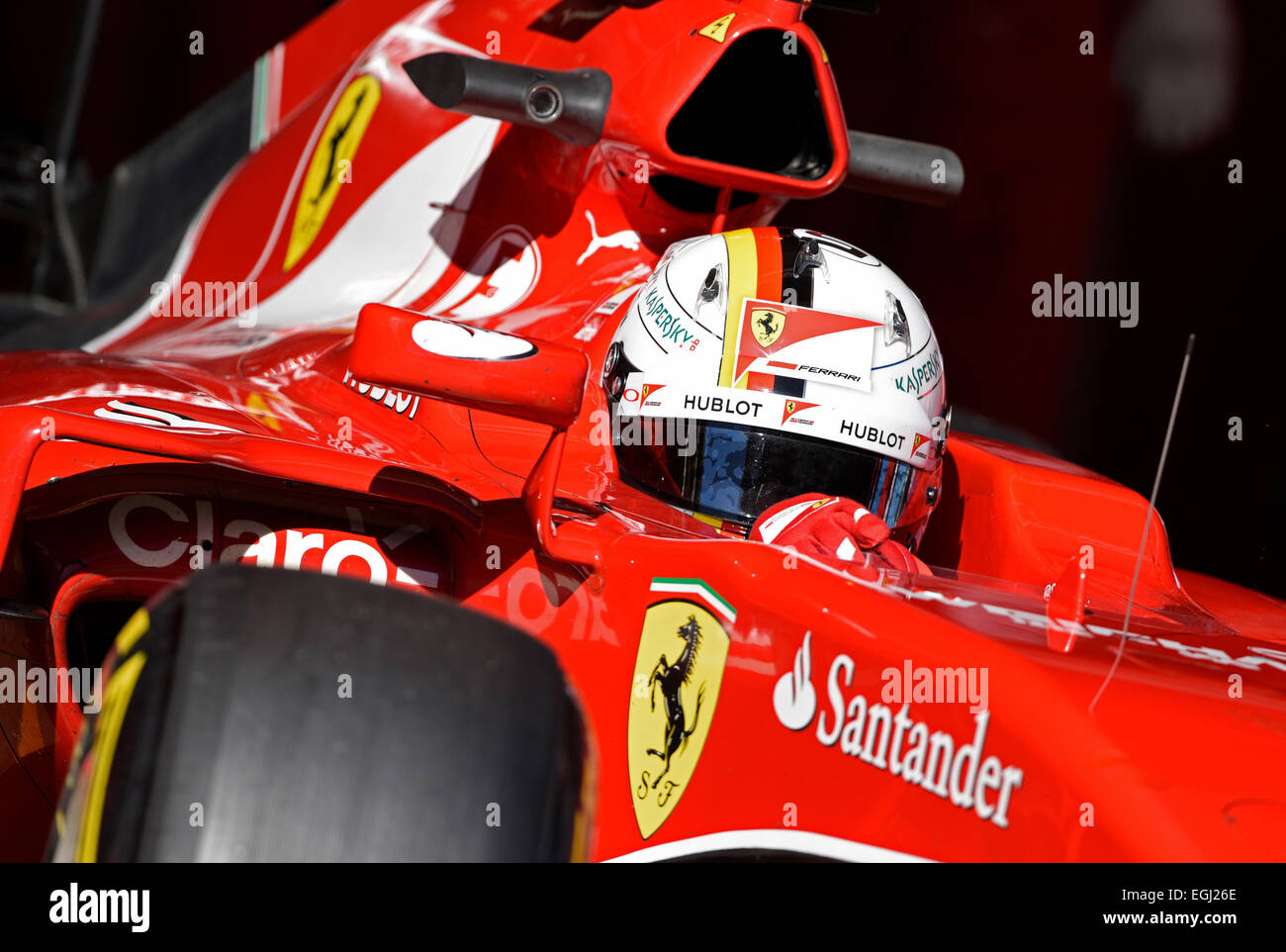 Circuito de Catalunya Montmelo vicino a Barcelona, Spagna 19.-22.2.15, Formula One prove -- Sebastian Vettel (GER), Ferrari SF15-T Foto Stock