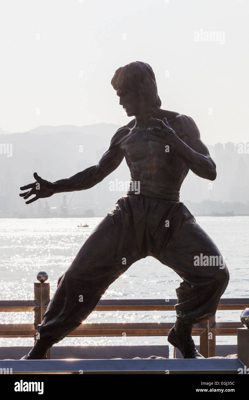 Cina, Hong Kong Kowloon, Tsim Sha Tsui, Viale delle Stelle, Bruce Lee statua Foto Stock