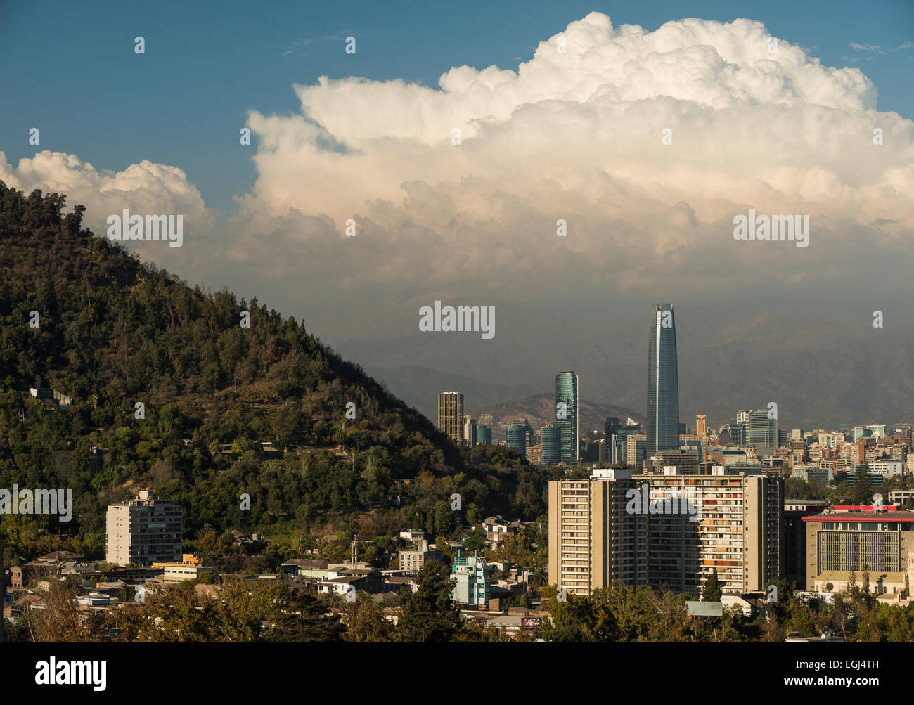 Vista aerea di Santiago del Cile Foto Stock