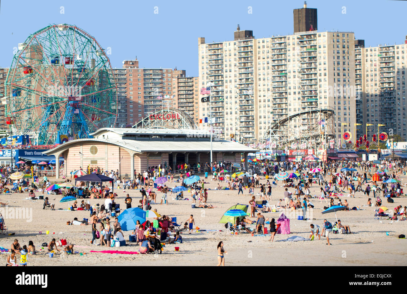 Spiaggia a Coney Island New York Foto Stock