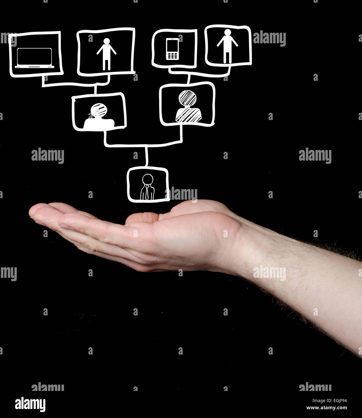 Mano azienda rete sociale Foto Stock