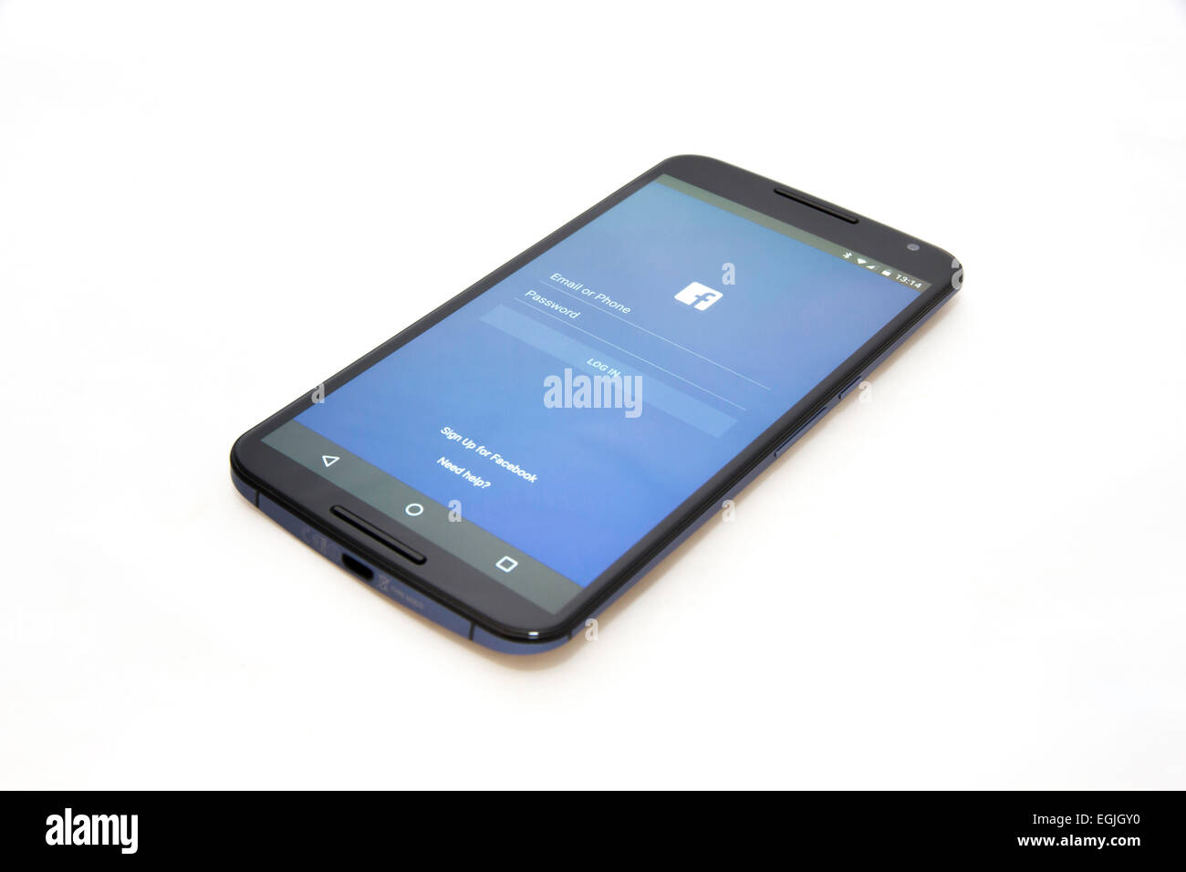 Smartphone touchscreen mostra il Facebook login schermo Foto Stock