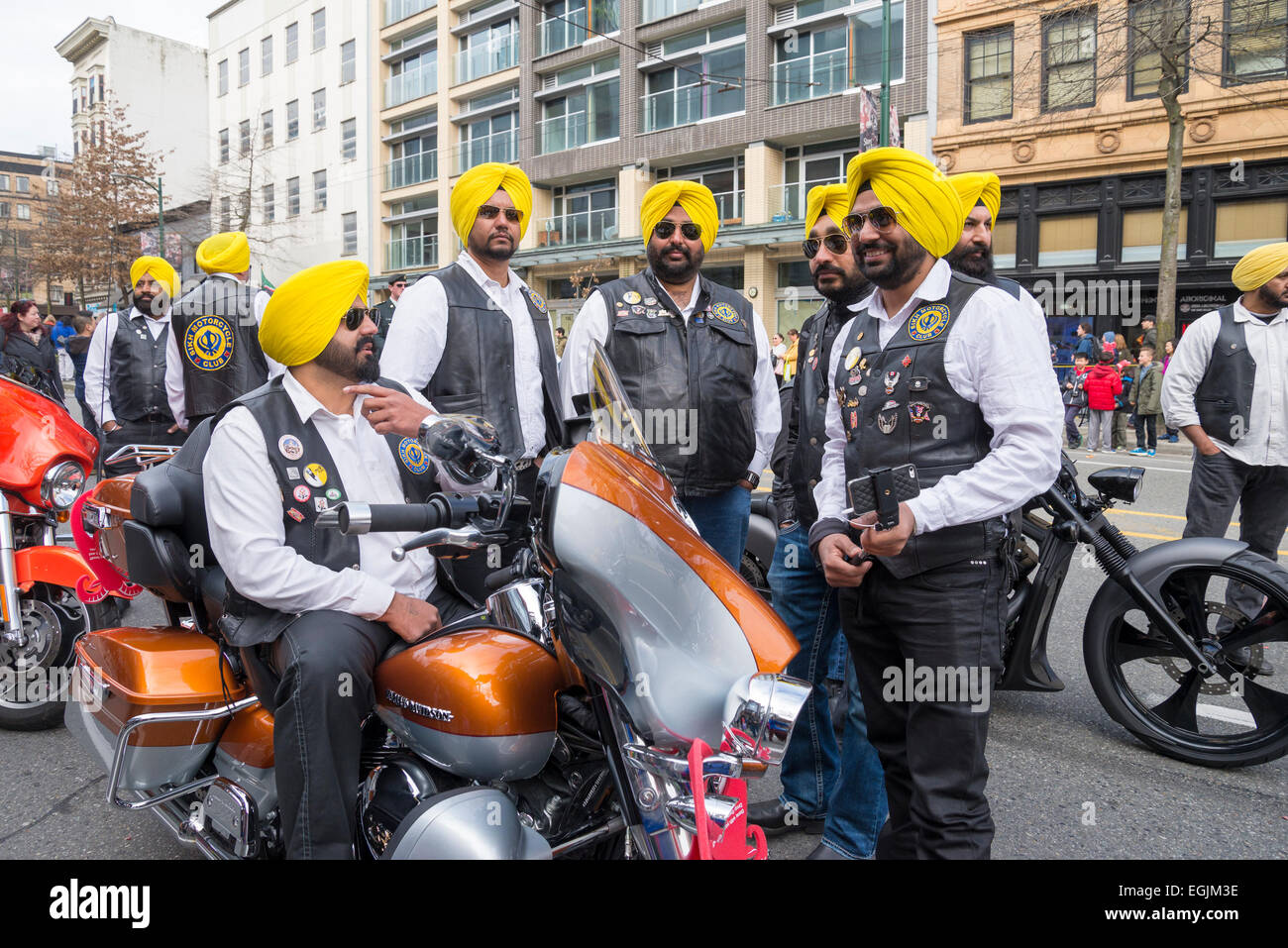 La religione sikh Moto Club, Vancouver, British Columbia, Canada Foto Stock