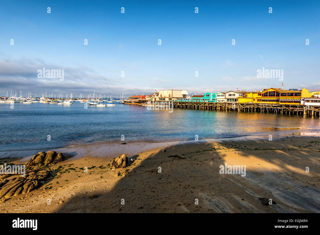 Fishermans Wharf e il Monterey Bay. Monterey, California, Stati Uniti. Foto Stock