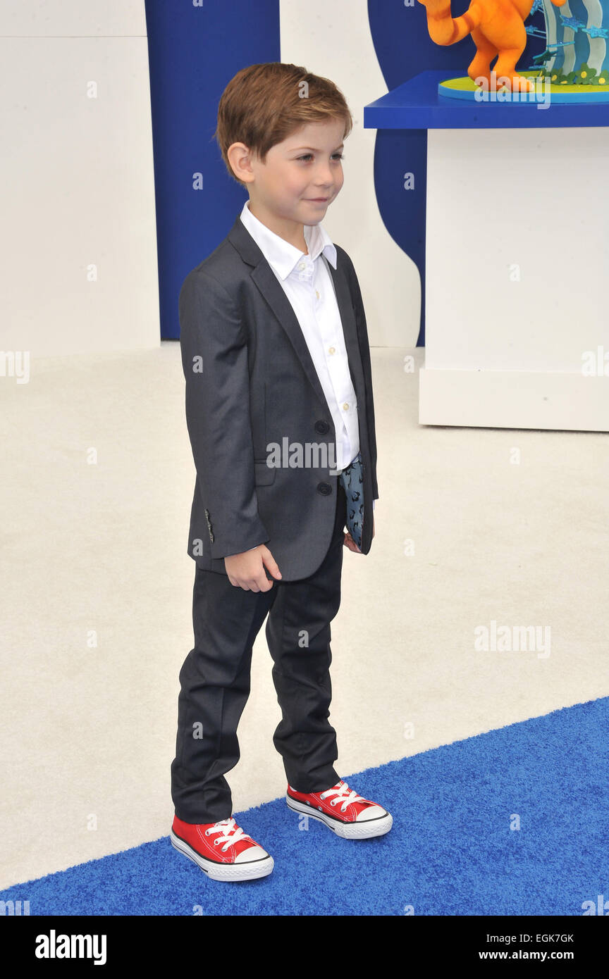 LOS ANGELES, CA - Luglio 28, 2013: Giacobbe Tremblay presso il Los Angeles premiere del suo film "puffi 2' al Regency Village Theatre, Westwood. Foto Stock