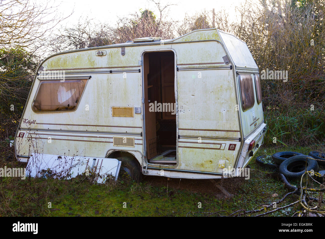 Abbandonato caravan Foto Stock