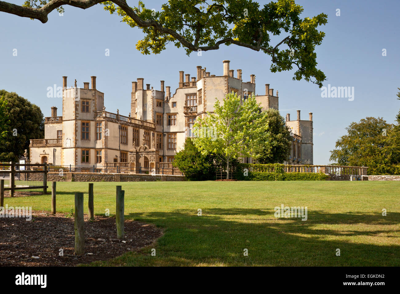 Sherborne Castle - una cinquecentesca di Tudor Mansion dal 1594 nel Dorset, England, Regno Unito Foto Stock