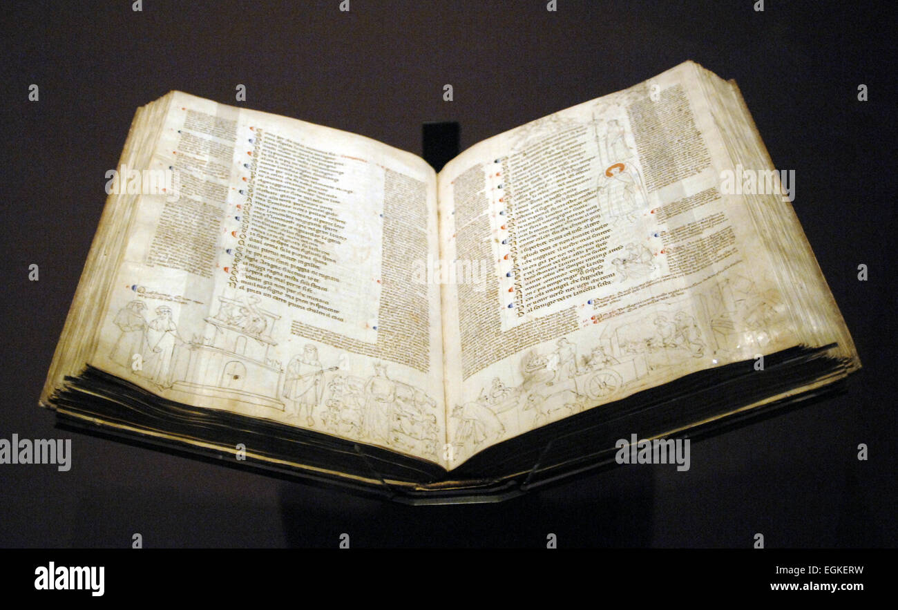 Dante Alighieri (1265-1321). Poeta italiano del tardo medioevo. La Divina Commedia con il commento di Jacopo della Lana e le note marginali. Xv secolo. Parchemin. L'Italia. Esposizione. Louve. Parigi. La Francia. Foto Stock