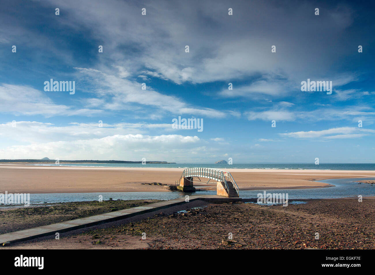 Il ponte a nulla, Belhaven Bay, John Muir Country Park, Dunbar, East Lothian Foto Stock