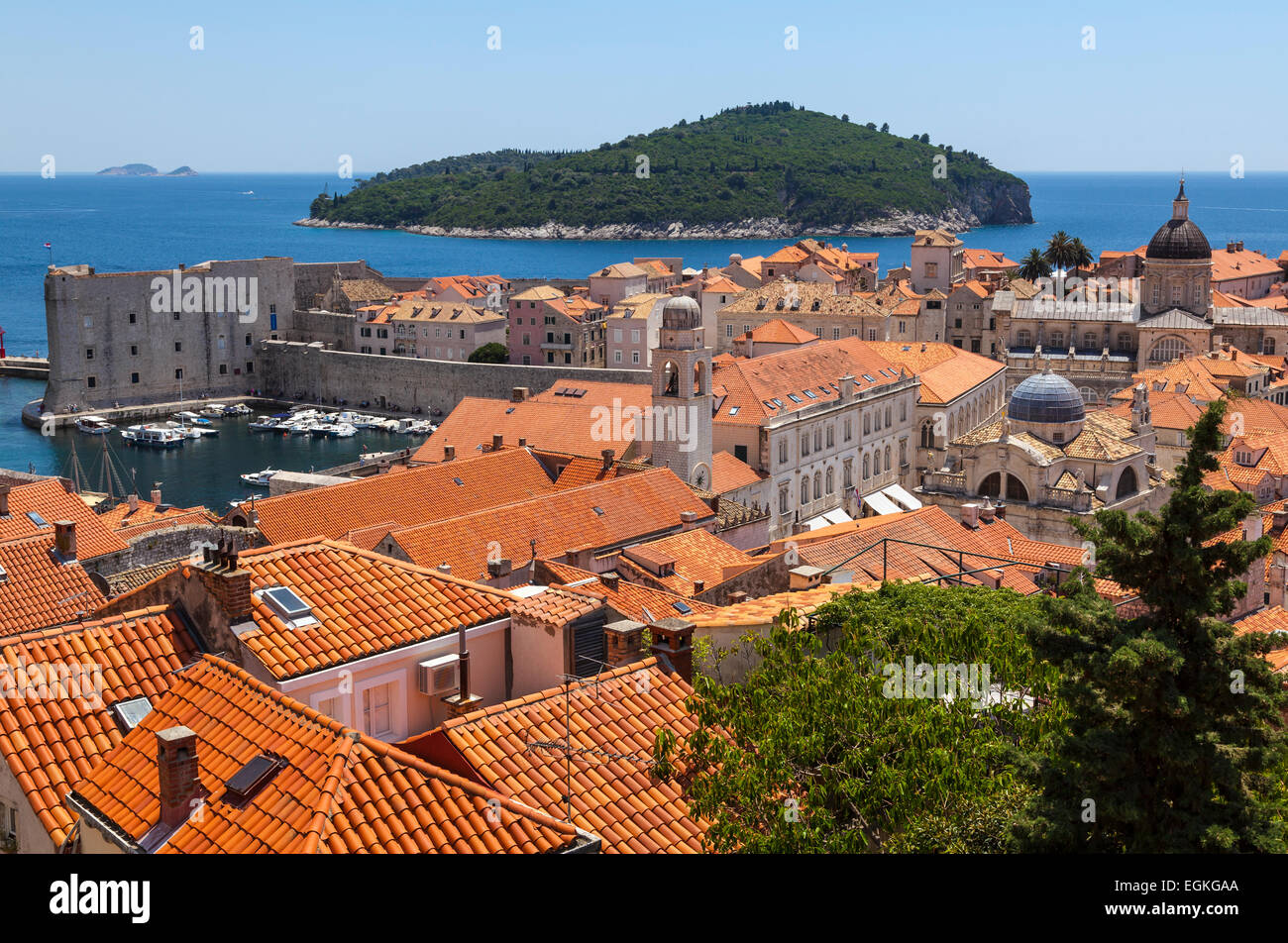 Vista sui tetti di Dubrovnik, Croazia Foto Stock