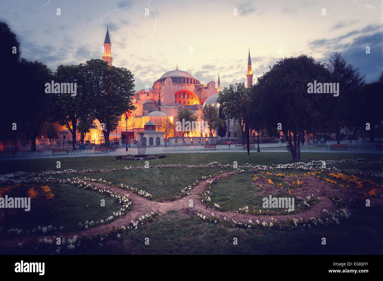 Immagine vintage di Santa Sofia (Hagia Sophia) chiesa ad Istanbul in Turchia Foto Stock