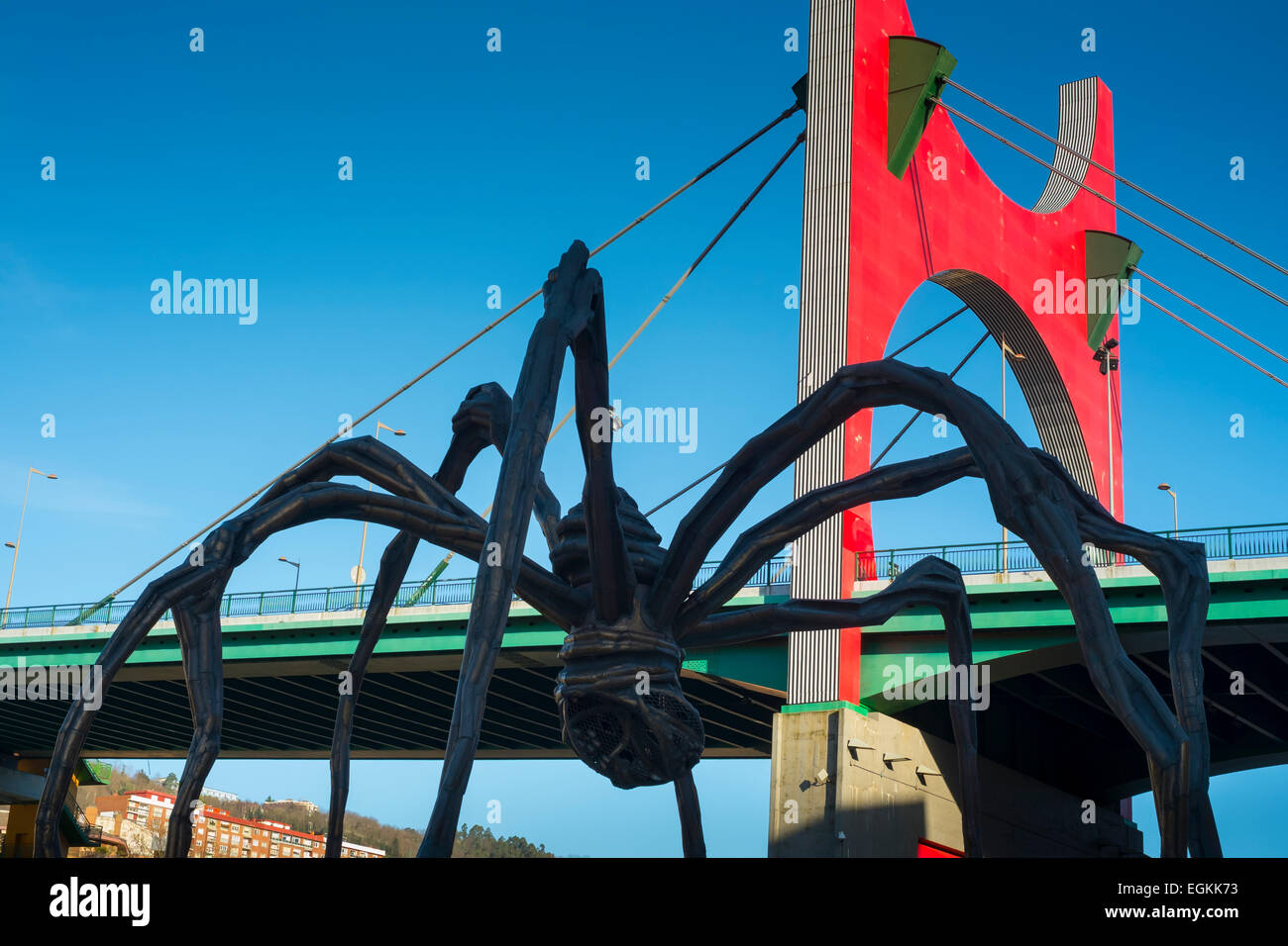 La Salve Bridge e 'Maman' spider scultura. Bilbao, Spagna. L'Europa. Foto Stock