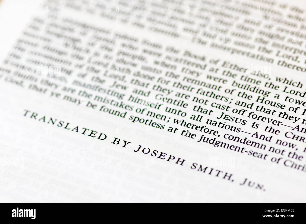 Introduzione al Libro di Mormon, tradotto da Joseph Smith. Foto Stock