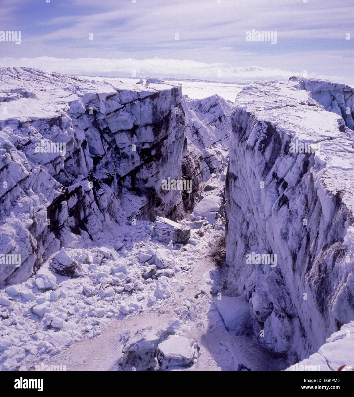 Picchi glaciali-Sidujokull ghiacciaio, Islanda Foto Stock