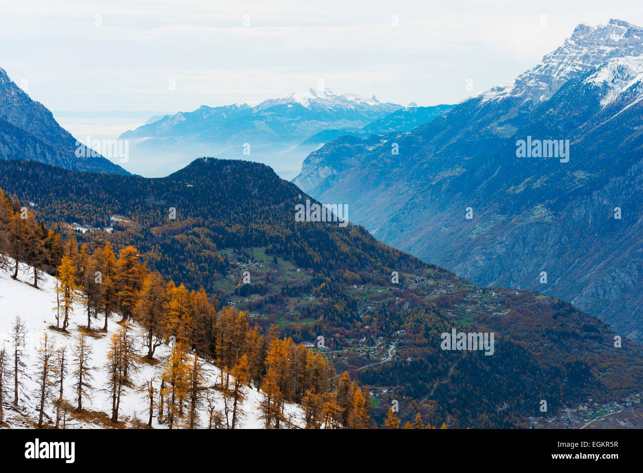 L'Europa, Svizzera, alpi svizzere, Vallese, Martigny, paesaggio autunnale Foto Stock