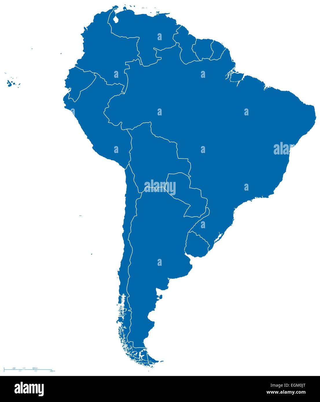 Sud America Mappa contorno Foto Stock