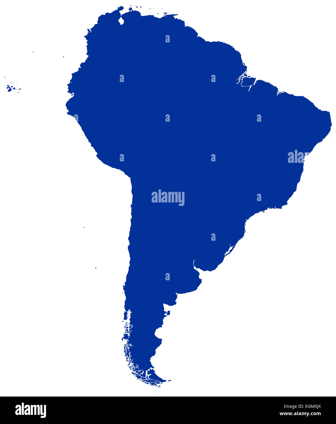 Sud America Mappa Silhouette Foto Stock