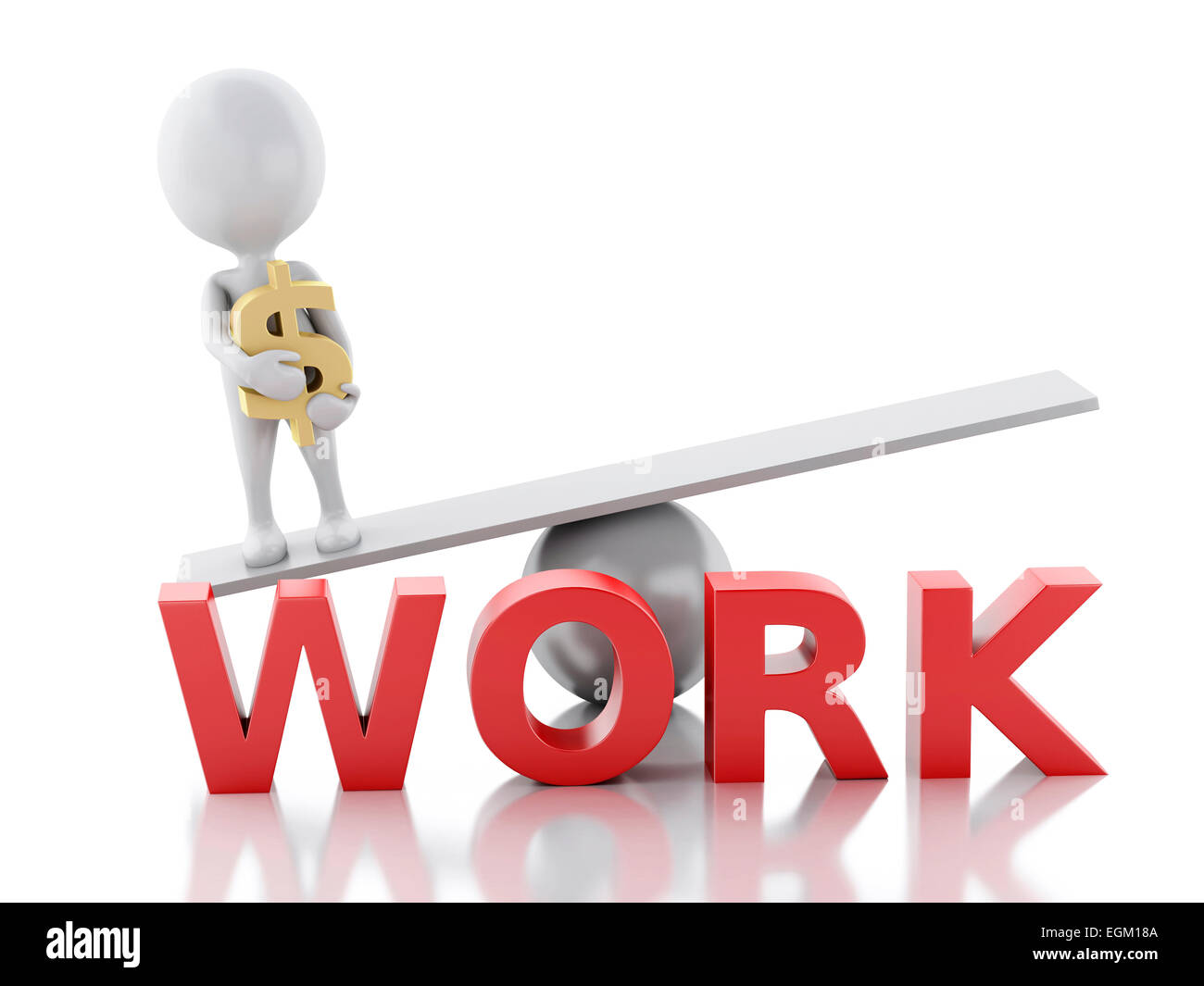 Immagine 3d. La gente bianca su una bilancia. Successo nel lavoro. Il concetto di business. Isolato sfondo bianco Foto Stock