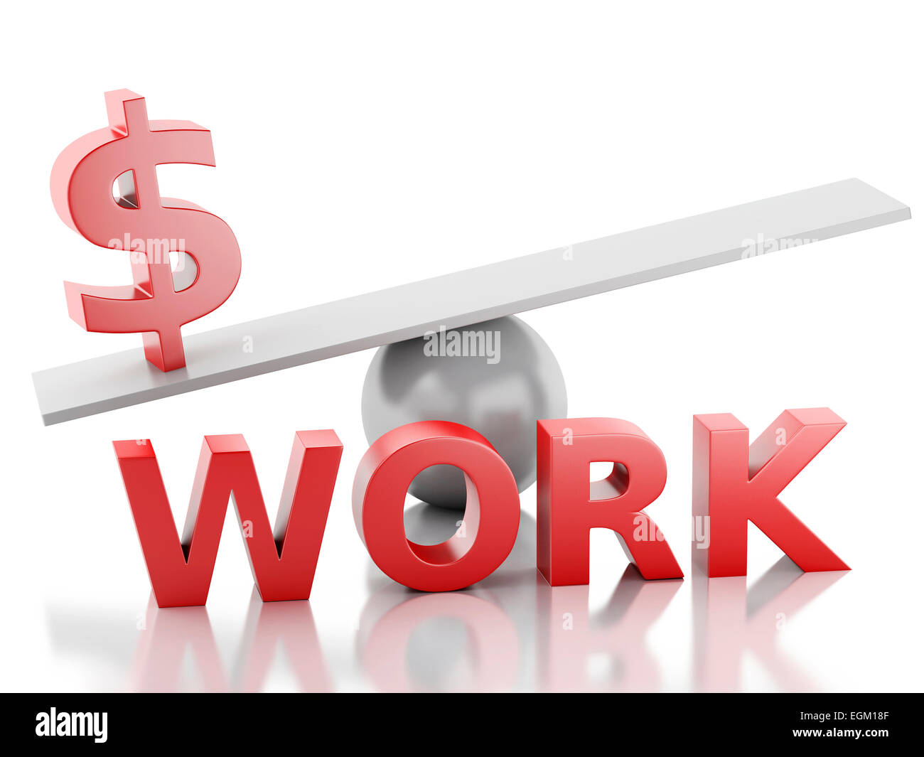 3D renderer immagine. Il denaro su un equilibrio. Successo nel lavoro. Isolato sfondo bianco Foto Stock