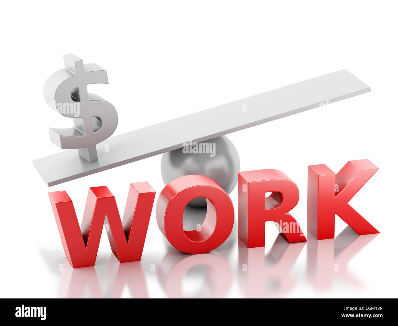 3D renderer immagine. Il denaro su un equilibrio. Successo nel lavoro. Isolato sfondo bianco Foto Stock