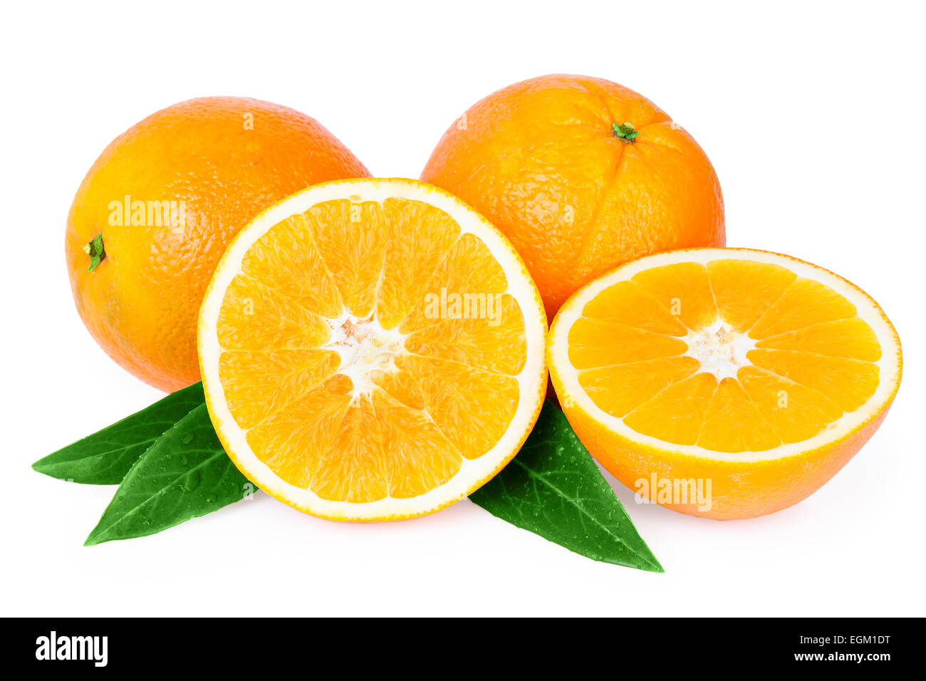 Arance frutta isolato su bianco Foto Stock