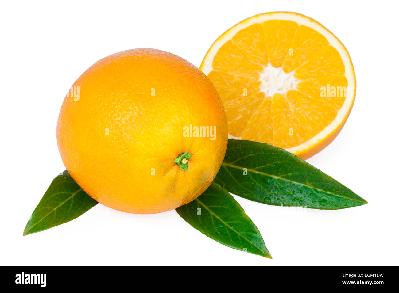 Frutta di arancia e metà di frutta Foto Stock