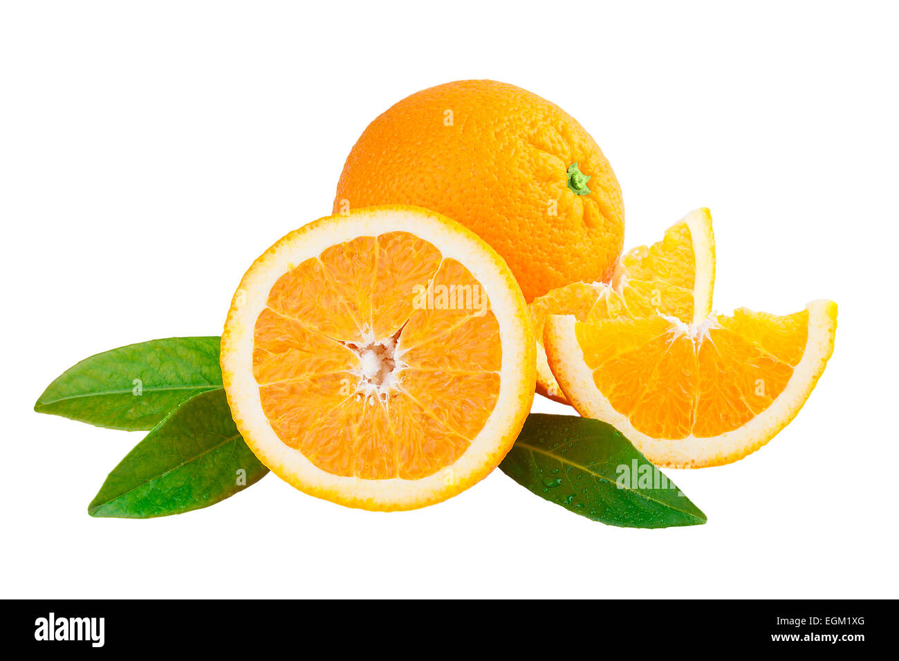 Freschi frutti di colore arancione sfondo bianco Foto Stock