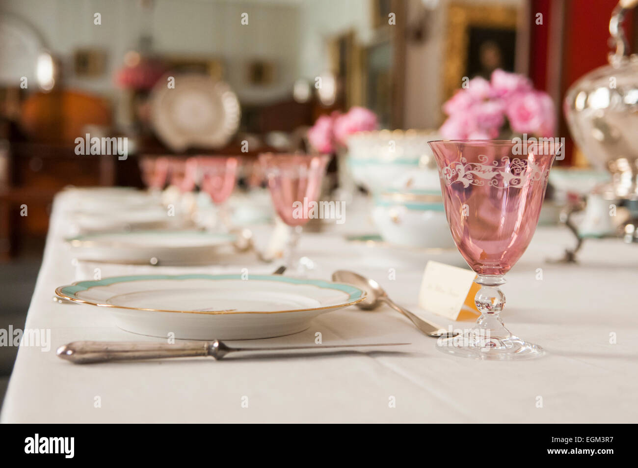 Un tavolo per una cena formale Foto Stock