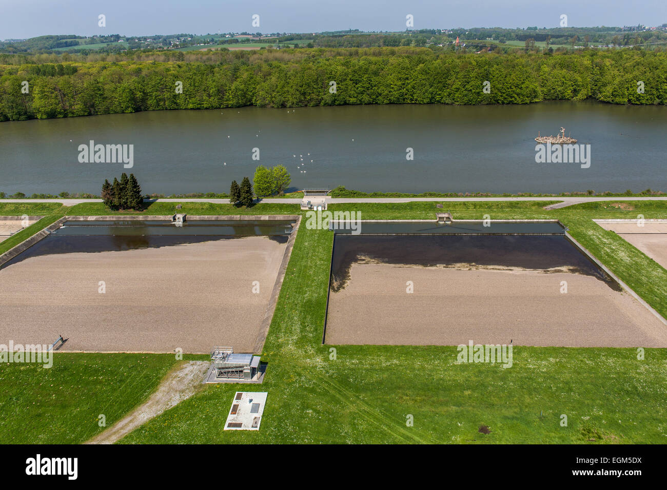 Acquedotto, filtrare l'acqua dal fiume Ruhr, per la preparazione di acqua potabile per le città di approvvigionamento di acqua, Foto Stock