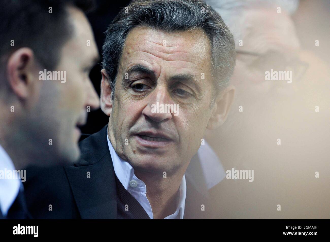 Nicolas Sarkozy - 22.02.2015 - Championnats du Monde 2015 de cyclisme sur pista - Saint Quentin en Yvelines.Photo : Andre Ferreira/Icona Sport Foto Stock