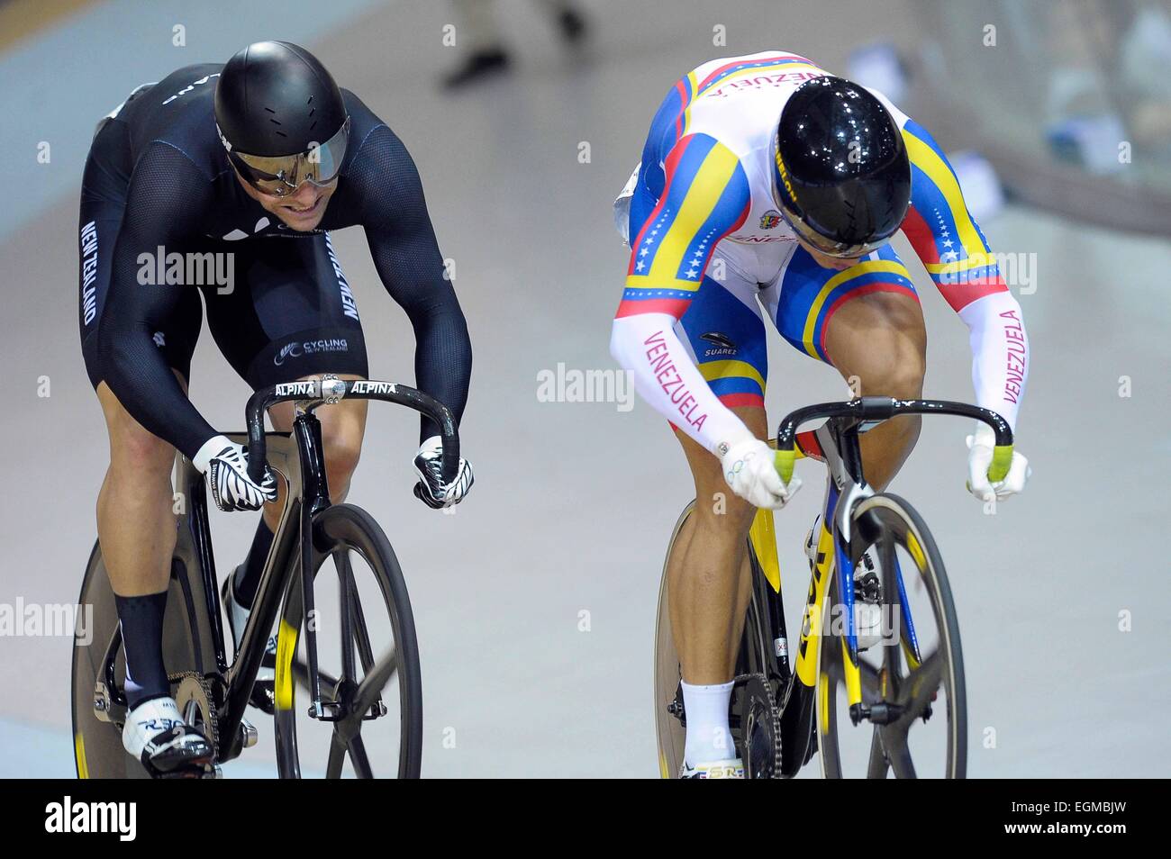 Canelon Hersony/Edward Dawkins - 21.02.2015 - Championnats du Monde 2015 de cyclisme sur pista - Saint Quentin en Yvelines.Photo : Andre Ferreira/Icona Sport Foto Stock