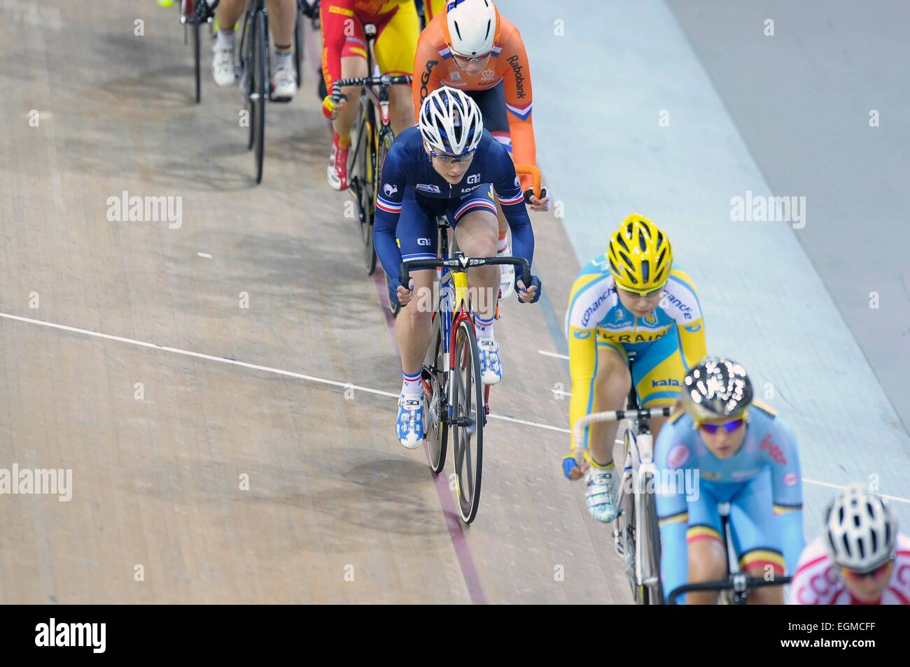 Pascale Jeuland - 21.02.2015 - Championnats du Monde 2015 de cyclisme sur pista - Saint Quentin en Yvelines.Photo : Andre Ferreira/Icona Sport Foto Stock