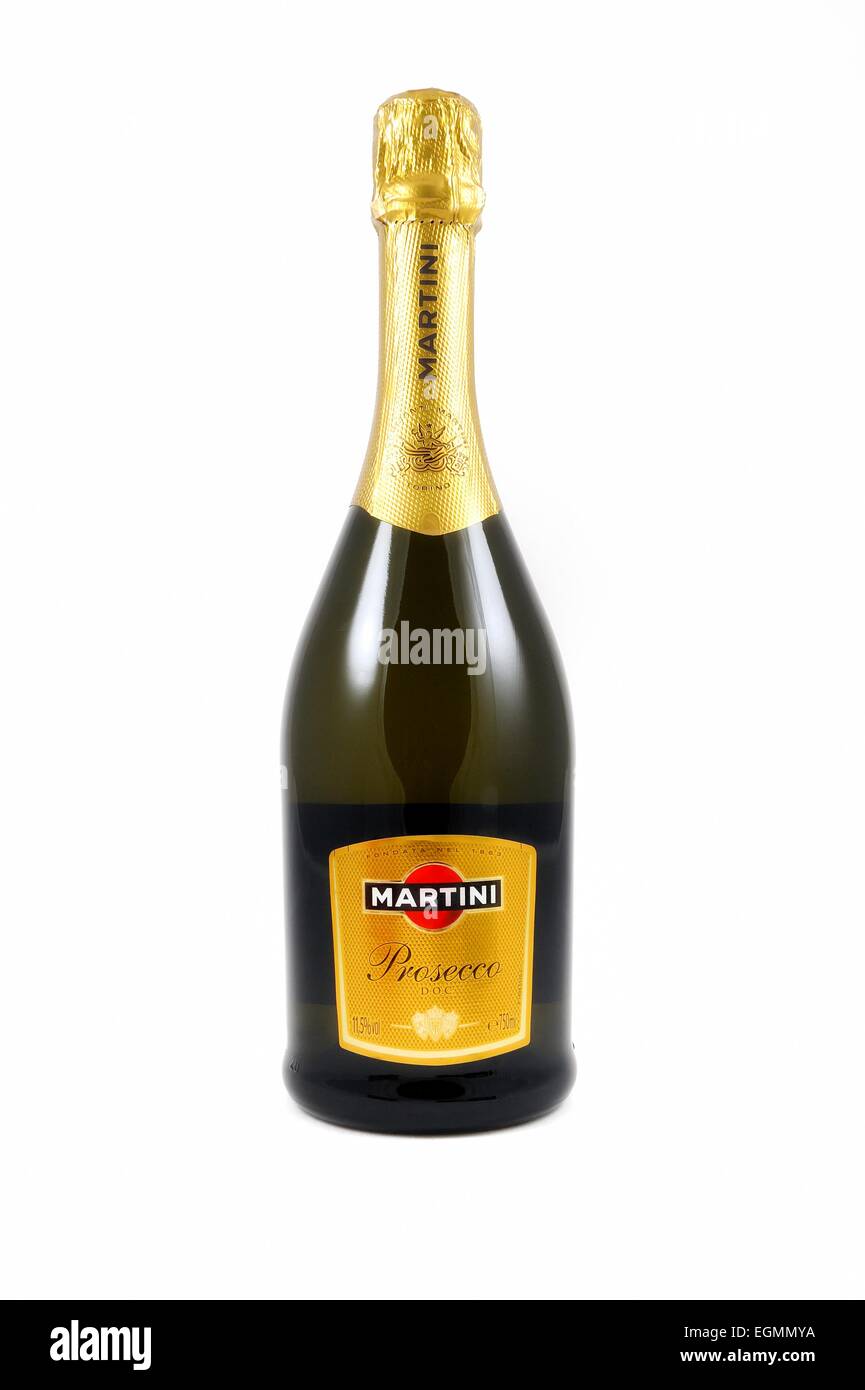 Una bottiglia di prosecco martini champagne Foto Stock