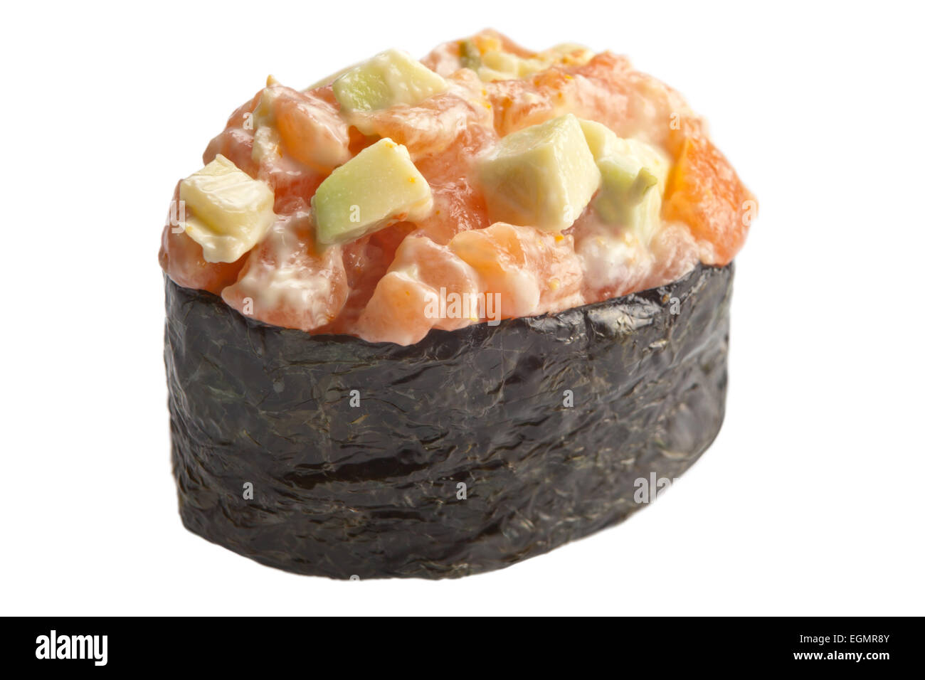 Tradizionale sushi sashimi su sfondo bianco Foto Stock