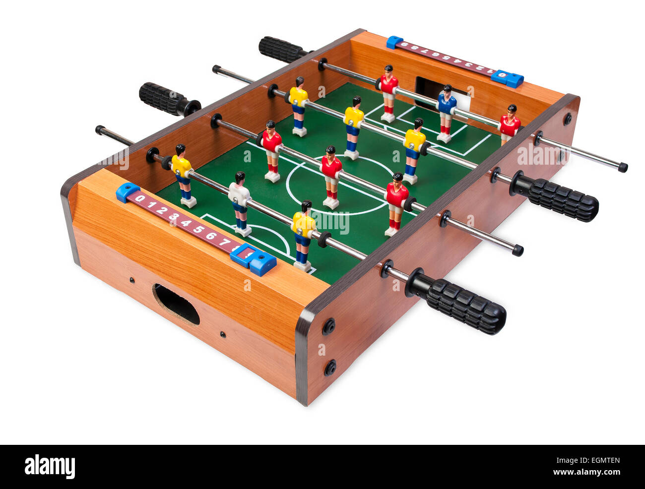 Riproduzione giocattolo giocatori di calcio per tutti anche in condizioni di uso domestico Foto Stock