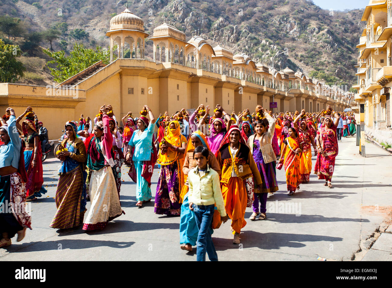 Corteo religioso a Jaipur India Foto Stock