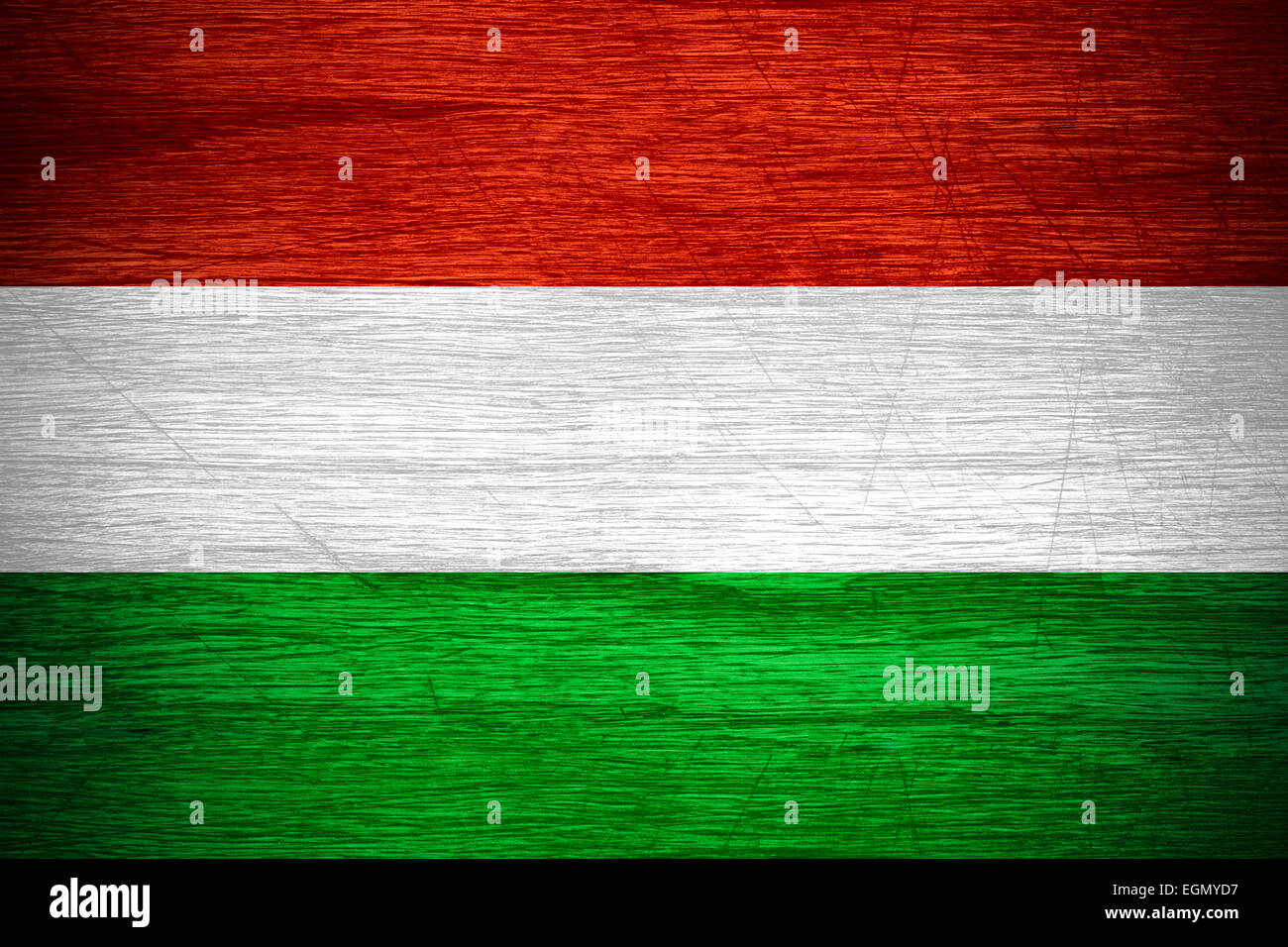 Ungheria bandiera o banner sulla texture in legno Foto Stock
