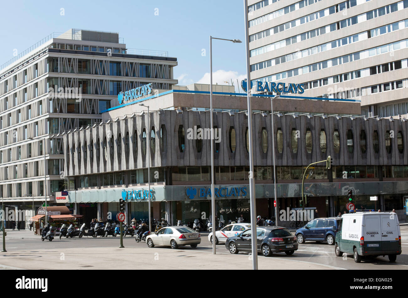 Grandi Barclays filiale di banca centrale di Madrid Foto Stock