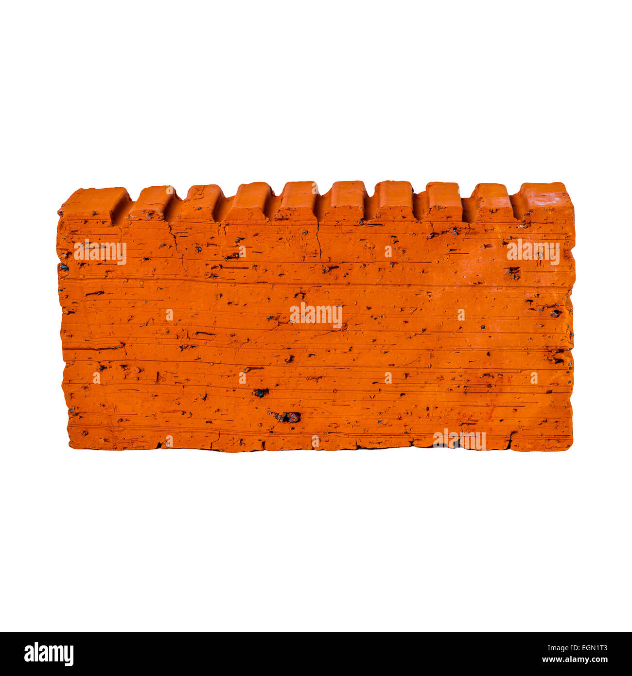 La costruzione, la costruzione, comuni mattoni strutturali di colore arancione isolata contro uno sfondo bianco. Foto Stock