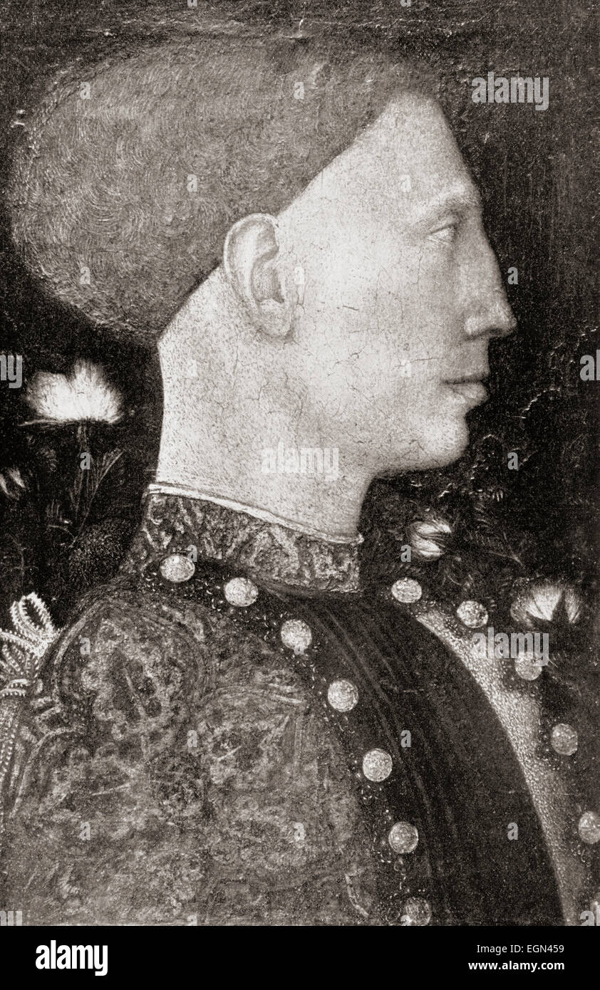 Leonello d'Este, 1407 - 1450. Il marchese di Ferrara e del duca di Modena e Reggio Emilia dal 1441 al 1450. Dopo la pittura di Pisanello. Foto Stock