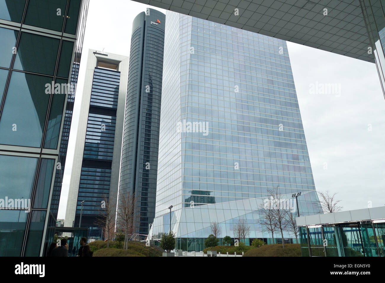 Cuatro Torres Business Area, quattro torri, Bankia, Torre CEPSA , grattacieli Madrid, Spagna Foto Stock