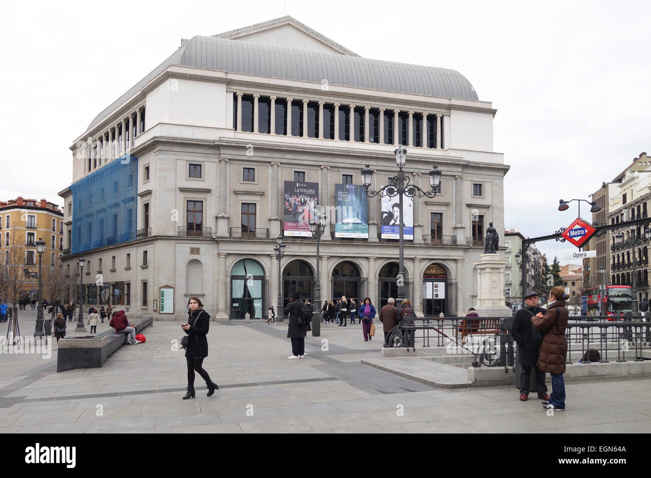 Classica opera house, il Teatro Reale, il Teatro Reale, concert hall, Plaza de Isabel II Madrid, Spagna Foto Stock