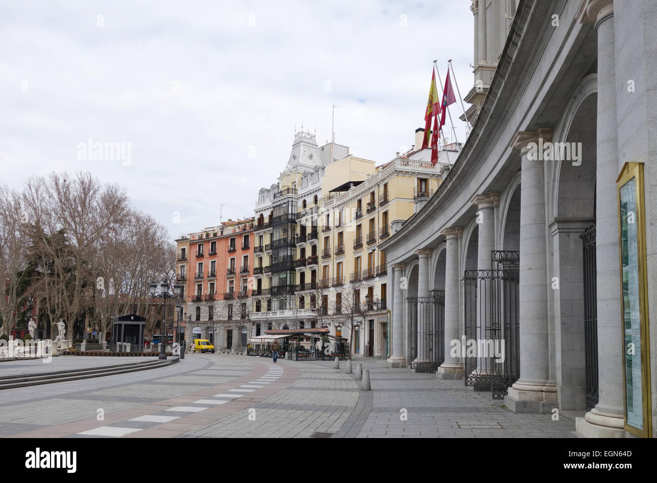 Parte posteriore della peste opera house, il Teatro Reale, il Teatro Reale, concert hall, Plaza de Oriente, Madrid, Spagna Foto Stock