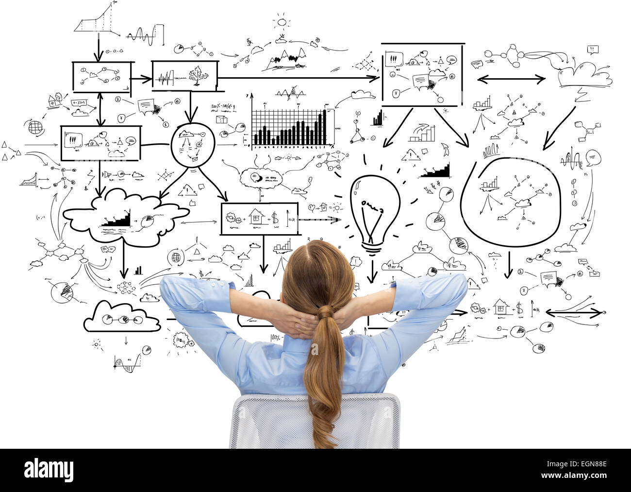 Imprenditrice o un insegnante in tuta da indietro Foto Stock